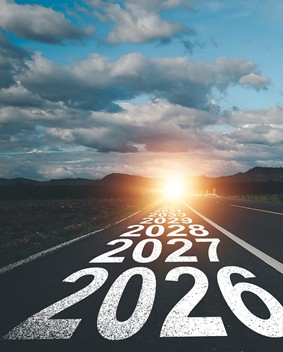 2026 superimposed on a road