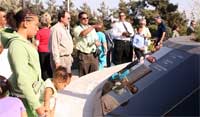Group looking at monument